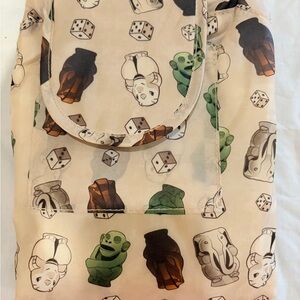 Dice and Figurine Patterned Makeup Bag